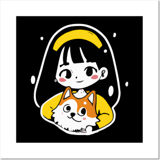 Akita Inu Girl Dog Lover Puppy Posters and Art